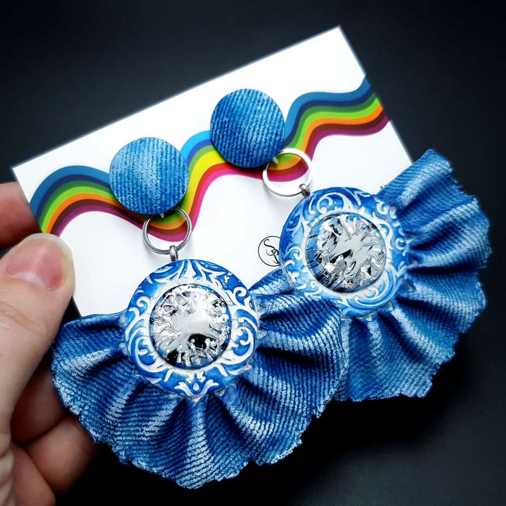 Faux Jeans Earrings Polymer Clay Earrings SweetyBijou Jewelry Default Title
