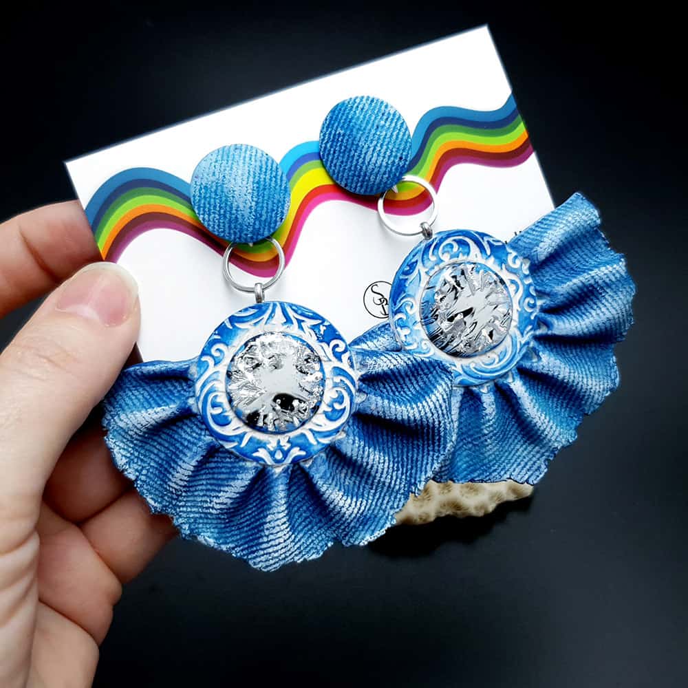 Faux Jeans Earrings Polymer Clay Earrings SweetyBijou Jewelry