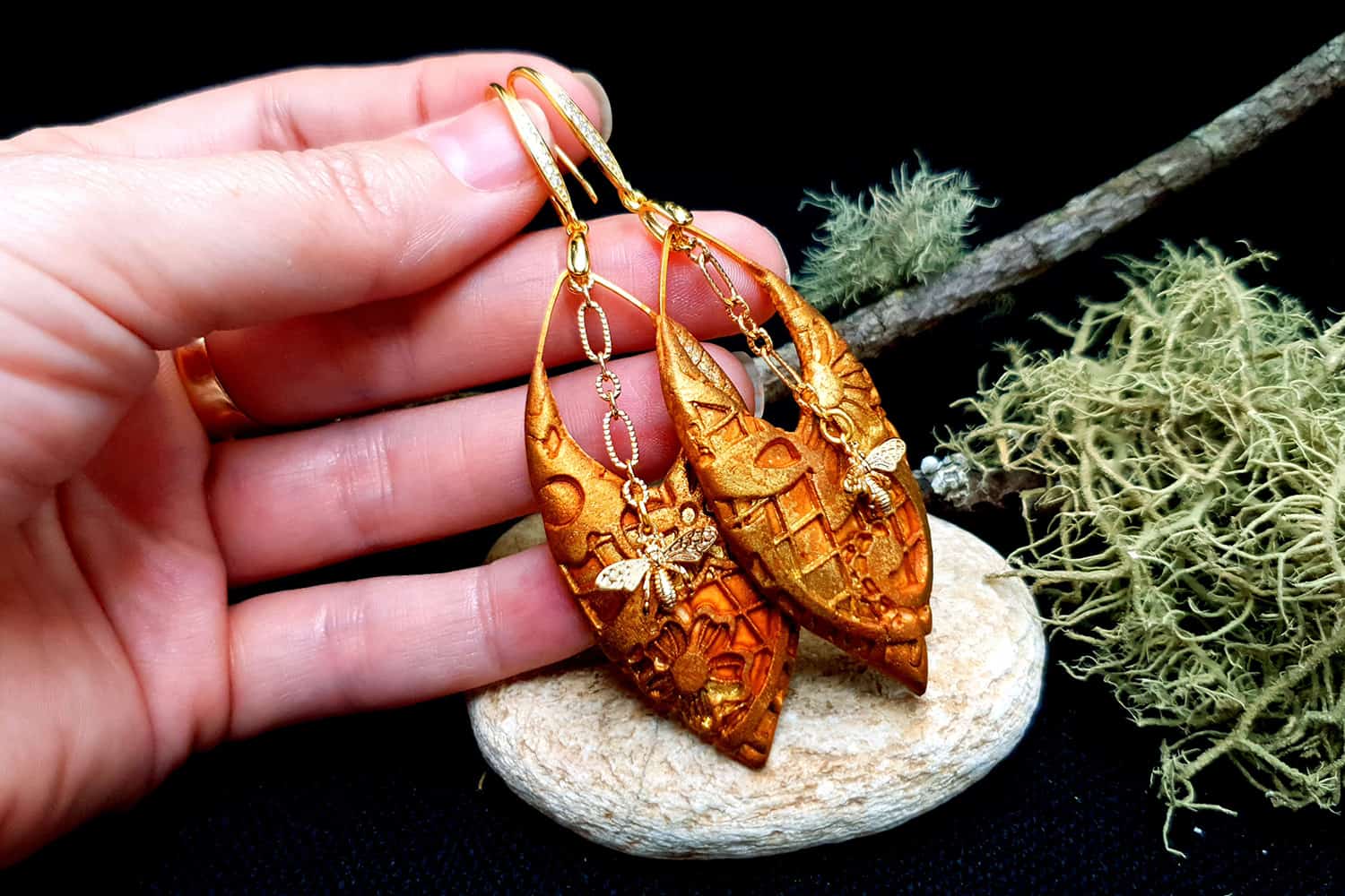 Earrings "Eldorado" with Bees Earrings SweetyBijou Jewelry