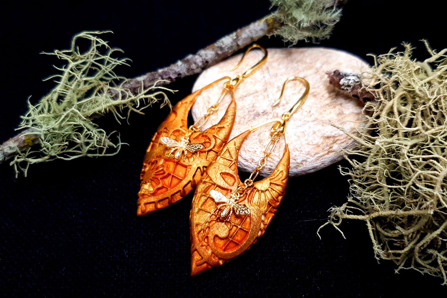 Earrings "Eldorado" with Bees Earrings SweetyBijou Jewelry