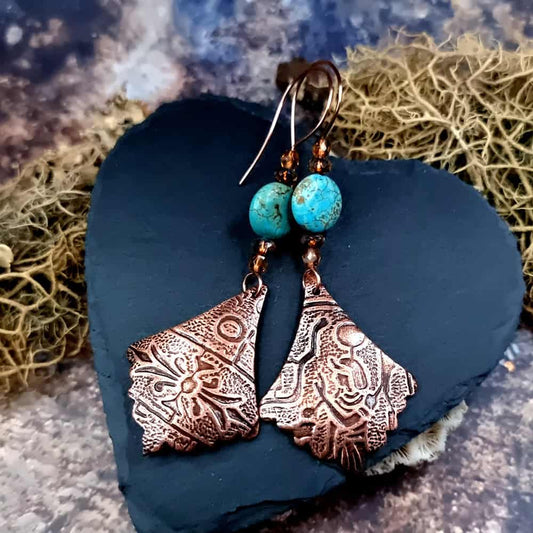Amazing Long Earrings from Copper Earrings SweetyBijou Jewelry