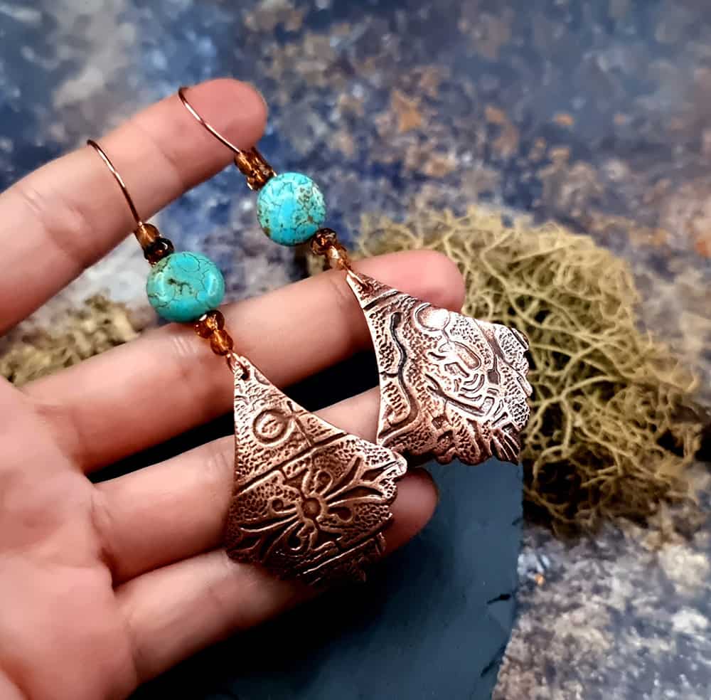 Amazing Long Earrings from Copper Earrings SweetyBijou Jewelry