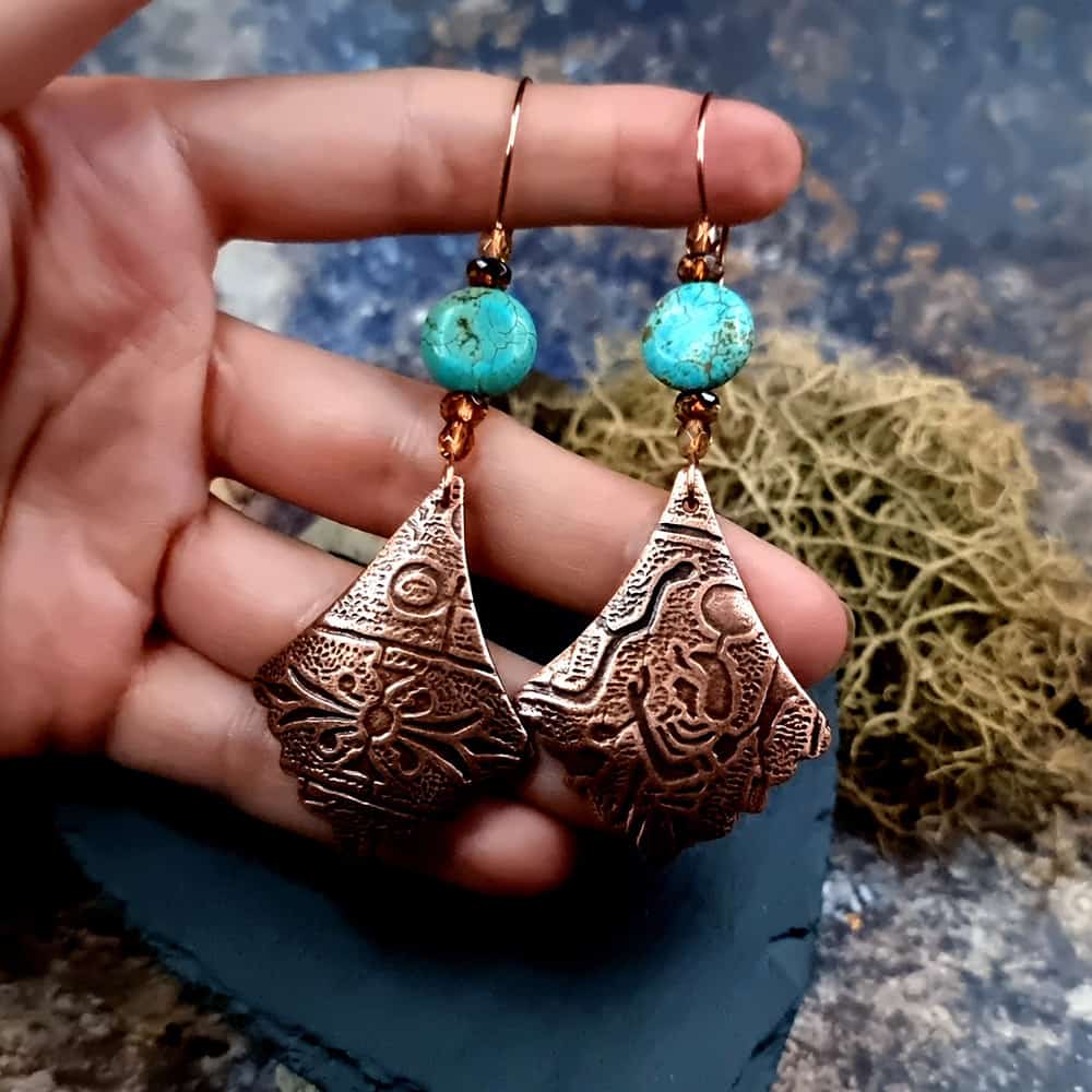 Amazing Long Earrings from Copper Earrings SweetyBijou Jewelry