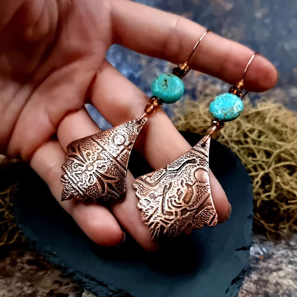 Amazing Long Earrings from Copper Earrings SweetyBijou Jewelry