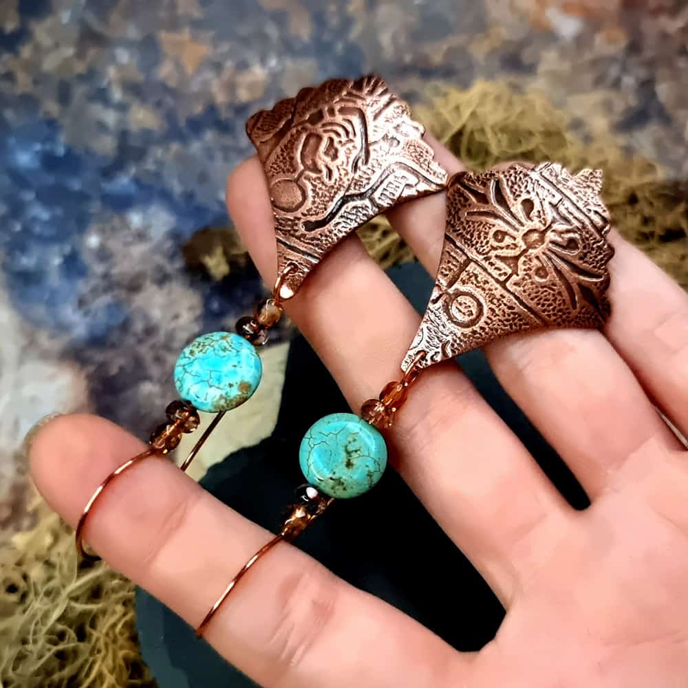 Amazing Long Earrings from Copper Earrings SweetyBijou Jewelry