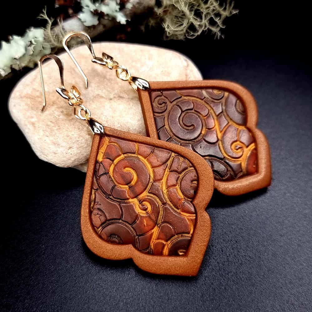 Polymer clay Earrings "Bitter Chocolate and Nights" Earrings SweetyBijou Jewelry