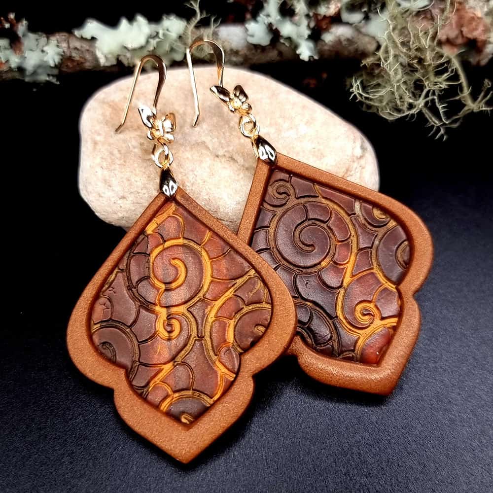 Polymer clay Earrings "Bitter Chocolate and Nights" Earrings SweetyBijou Jewelry