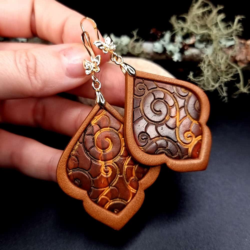 Polymer clay Earrings "Bitter Chocolate and Nights" Earrings SweetyBijou Jewelry