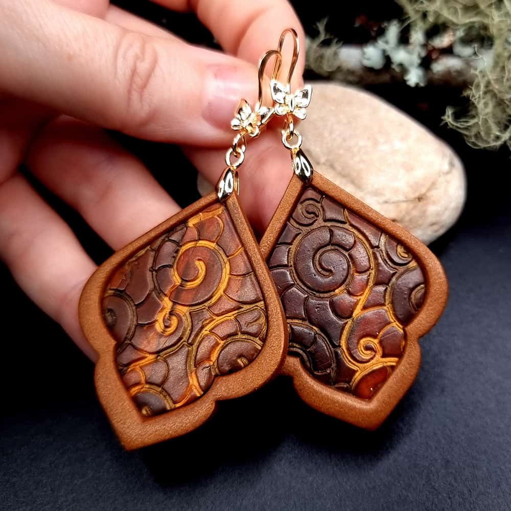 Polymer clay Earrings "Bitter Chocolate and Nights" Earrings SweetyBijou Jewelry