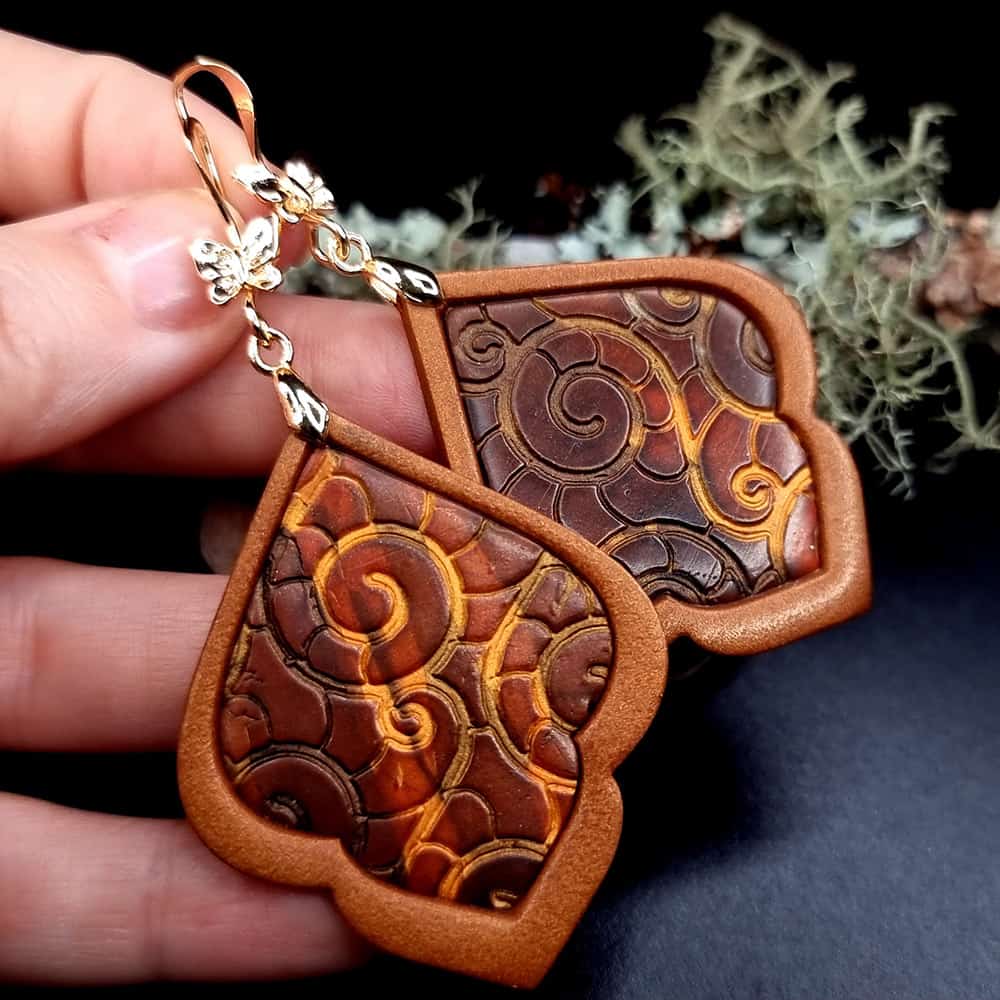 Polymer clay Earrings "Bitter Chocolate and Nights" Earrings SweetyBijou Jewelry