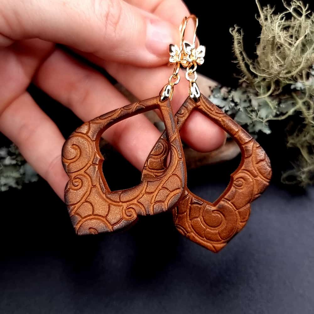 Cocoa polymer clay earrings in cocoa brown by SweetyBijou