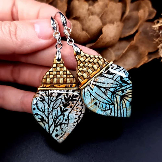 Polymer clay Earrings "Azure Coast of Morocco" Earrings SweetyBijou Jewelry