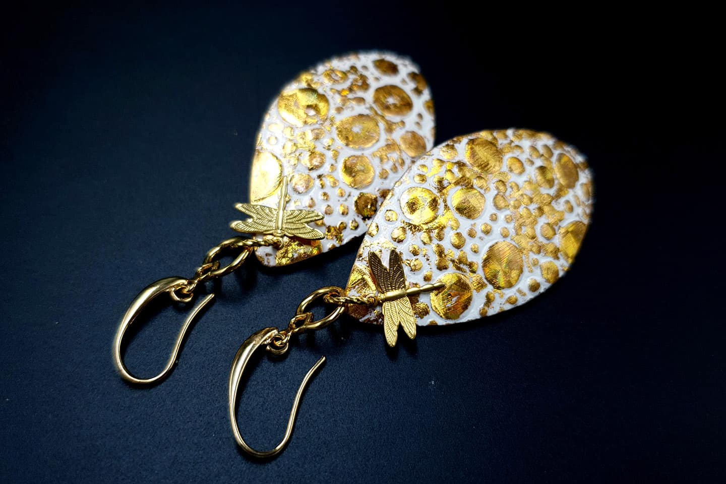 Earrings Golden Dragonfly and Sun Earrings SweetyBijou Jewelry