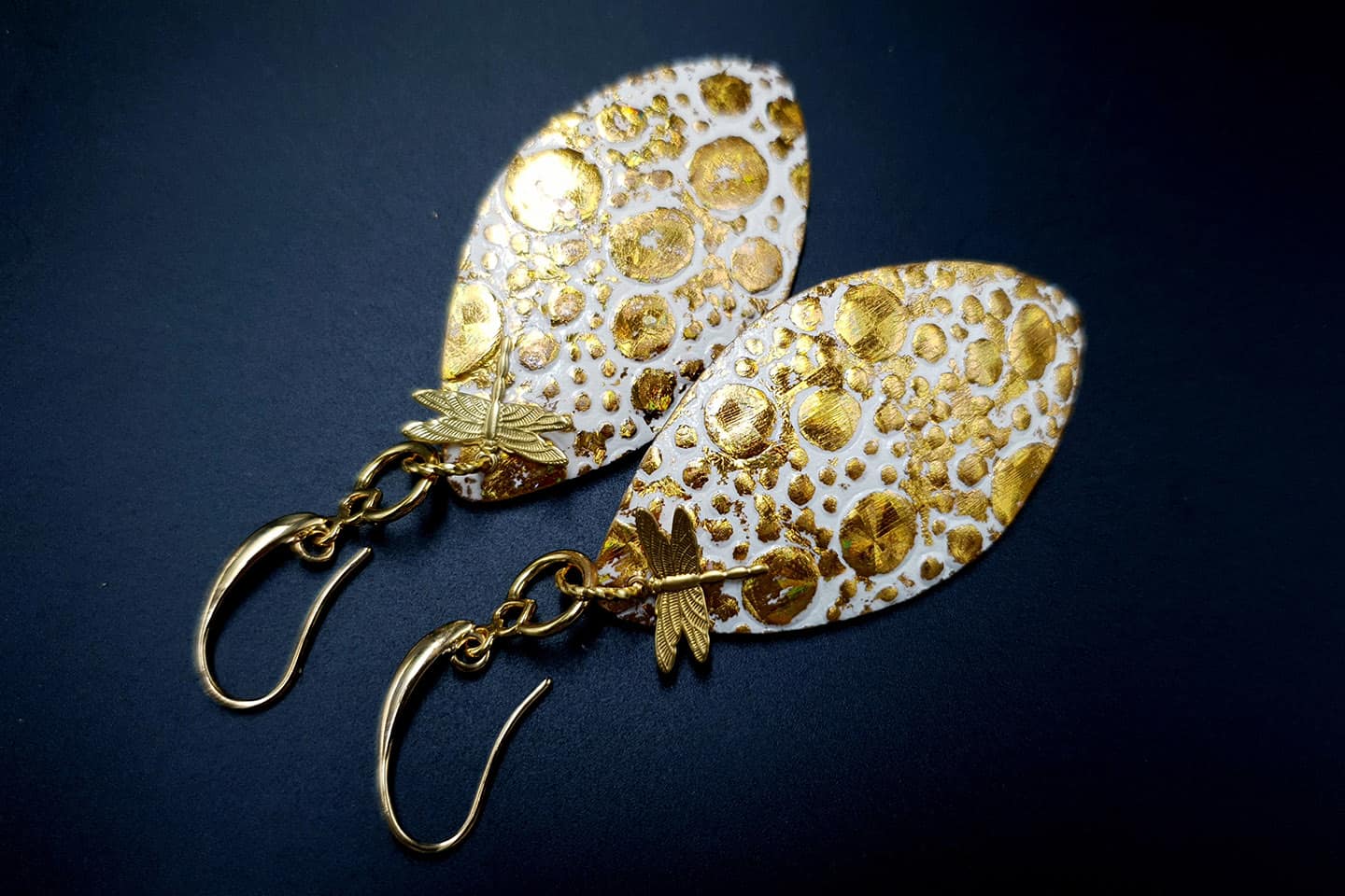 Earrings Golden Dragonfly and Sun Earrings SweetyBijou Jewelry