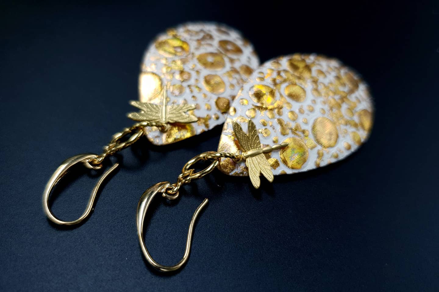 Earrings Golden Dragonfly and Sun Earrings SweetyBijou Jewelry