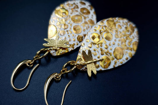 Earrings Golden Dragonfly and Sun Earrings SweetyBijou Jewelry