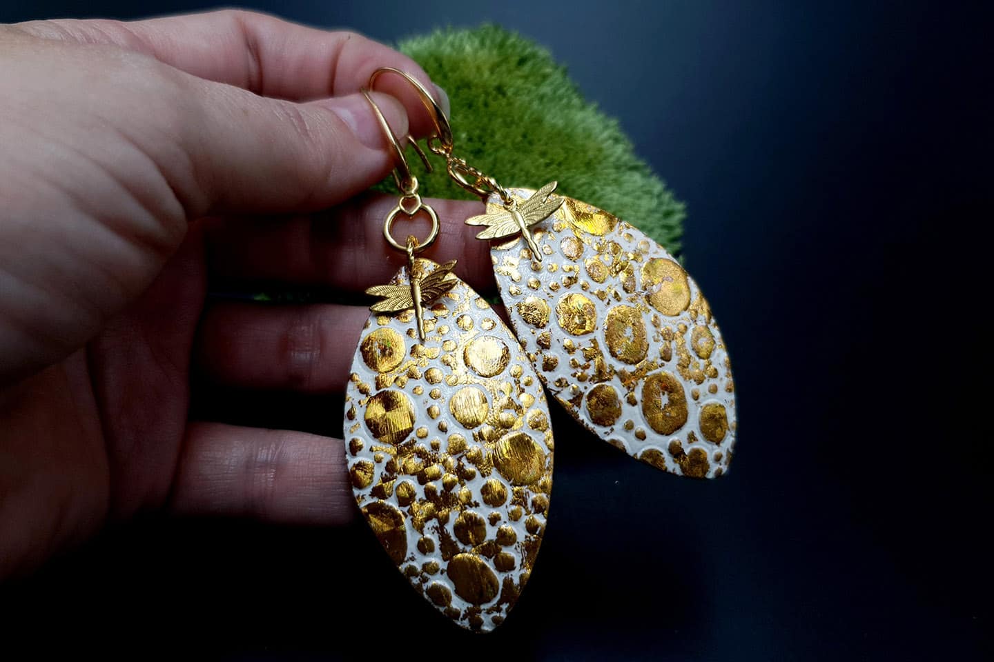 Earrings Golden Dragonfly and Sun Earrings SweetyBijou Jewelry