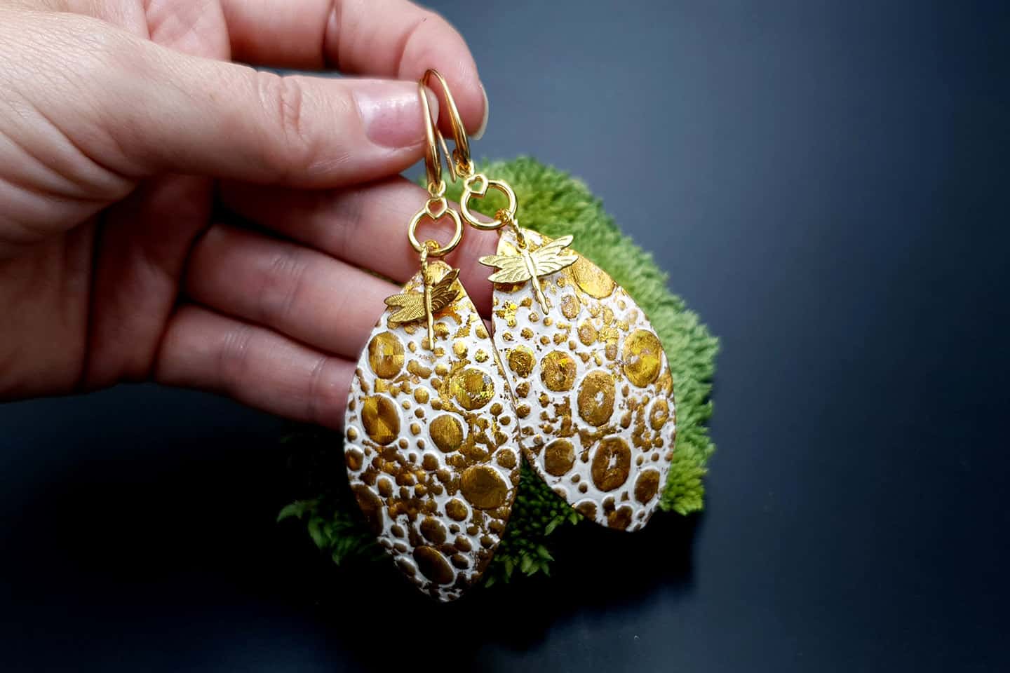Earrings Golden Dragonfly and Sun Earrings SweetyBijou Jewelry