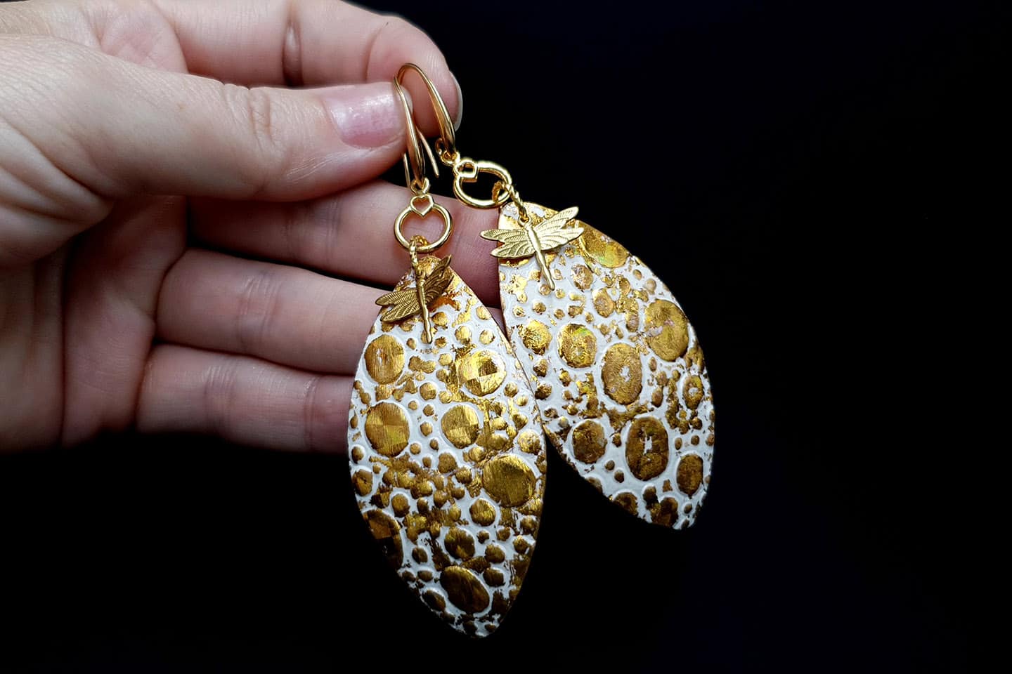 Earrings Golden Dragonfly and Sun Earrings SweetyBijou Jewelry