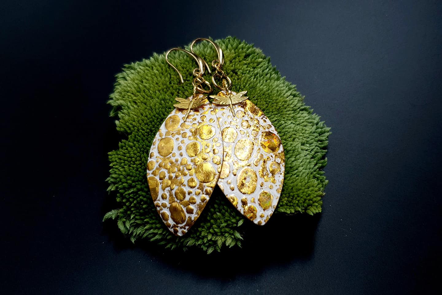 Earrings Golden Dragonfly and Sun Earrings SweetyBijou Jewelry