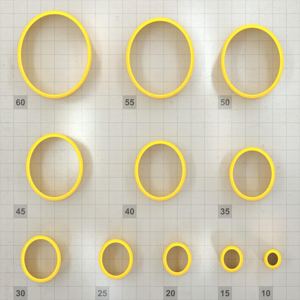 Oval 6:5 - Set of 11 Polymer Clay Cutters Plastic Cutters SweetyBijou Tools