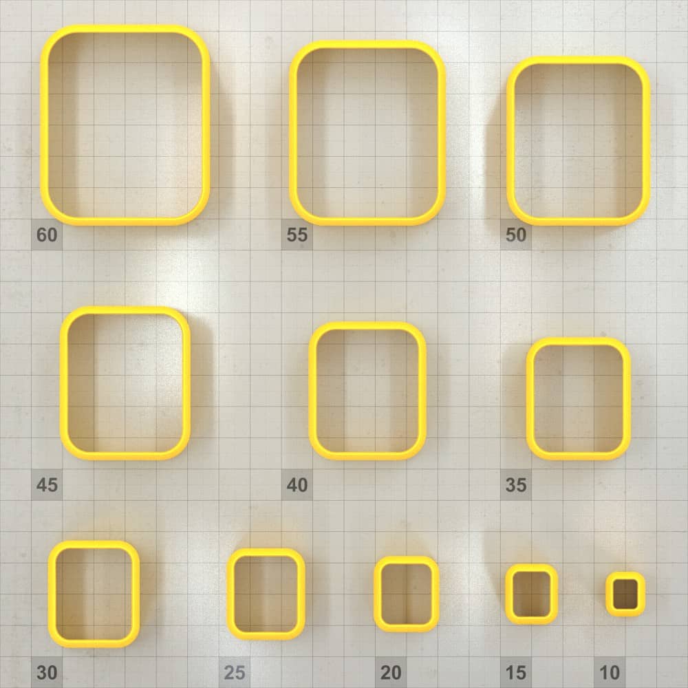 Rectangle Rounded 6:5 polymer clay cutters, graduated set of 11