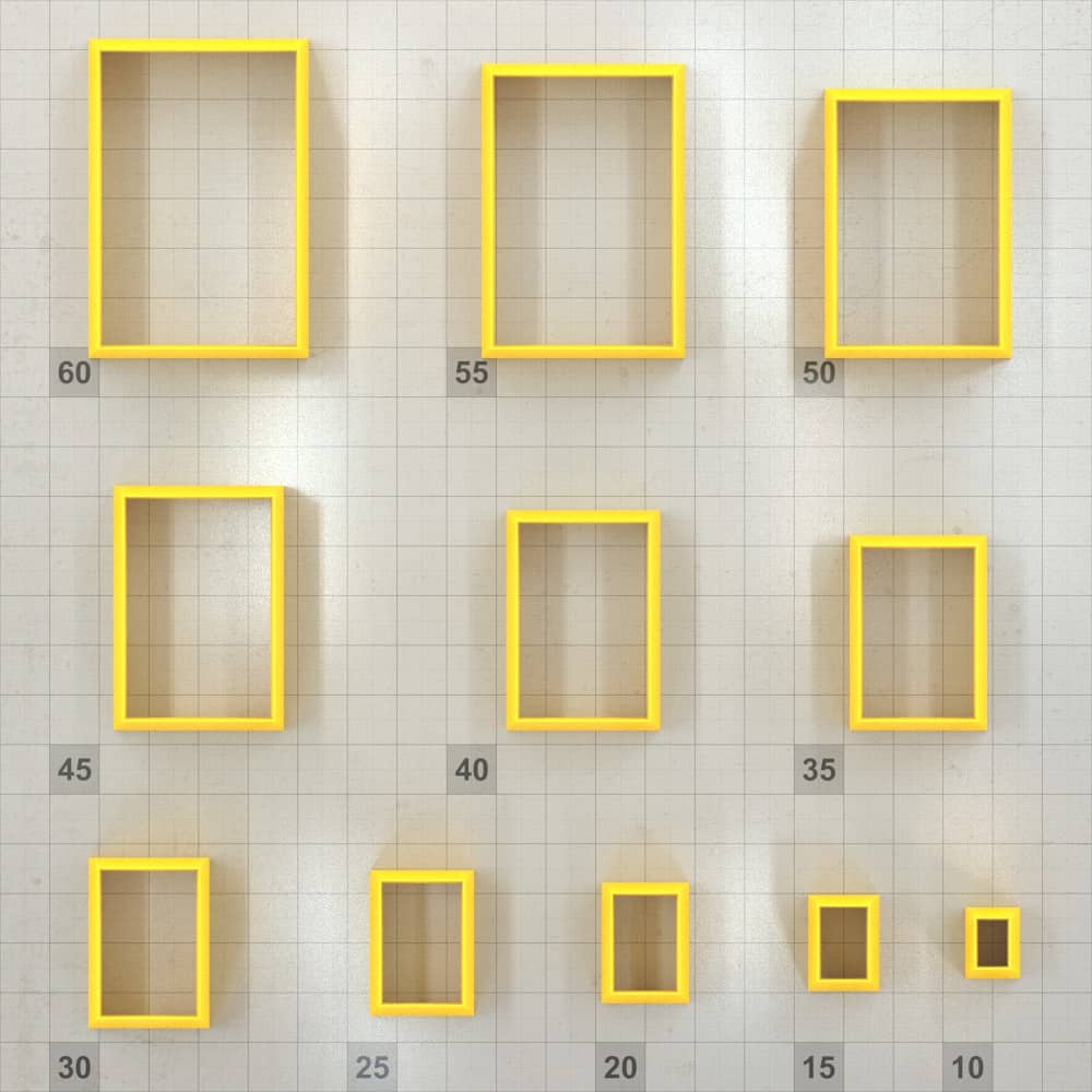 Rectangle 6:4 polymer clay cutters, graduated set of 11