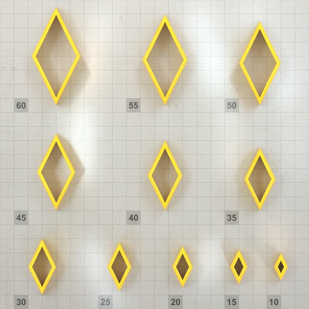 Diamond 6:3 - Set of 11 Polymer Clay Cutters Plastic Cutters SweetyBijou Tools