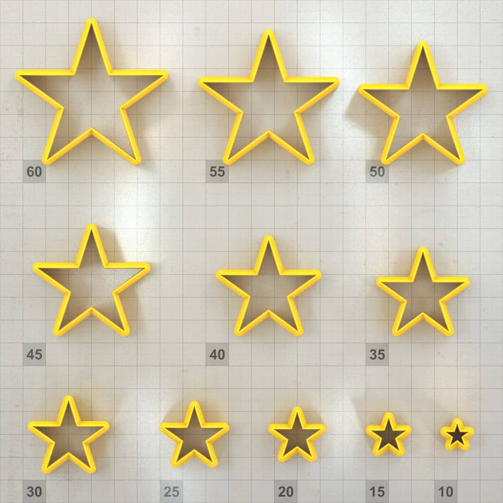 Tiny 5-pointed star polymer clay cutters, graduated set of 11