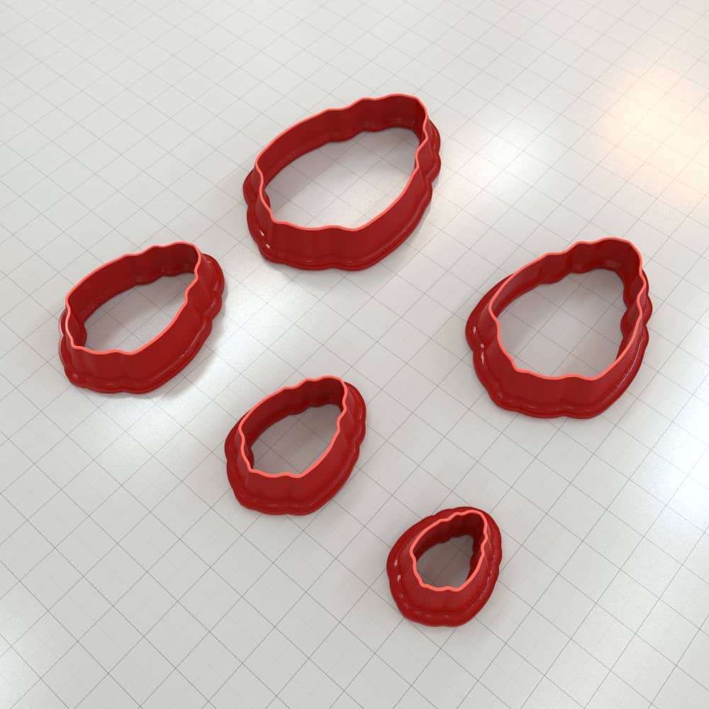 Wavy oval polymer clay cutter with organic softly rippled edge