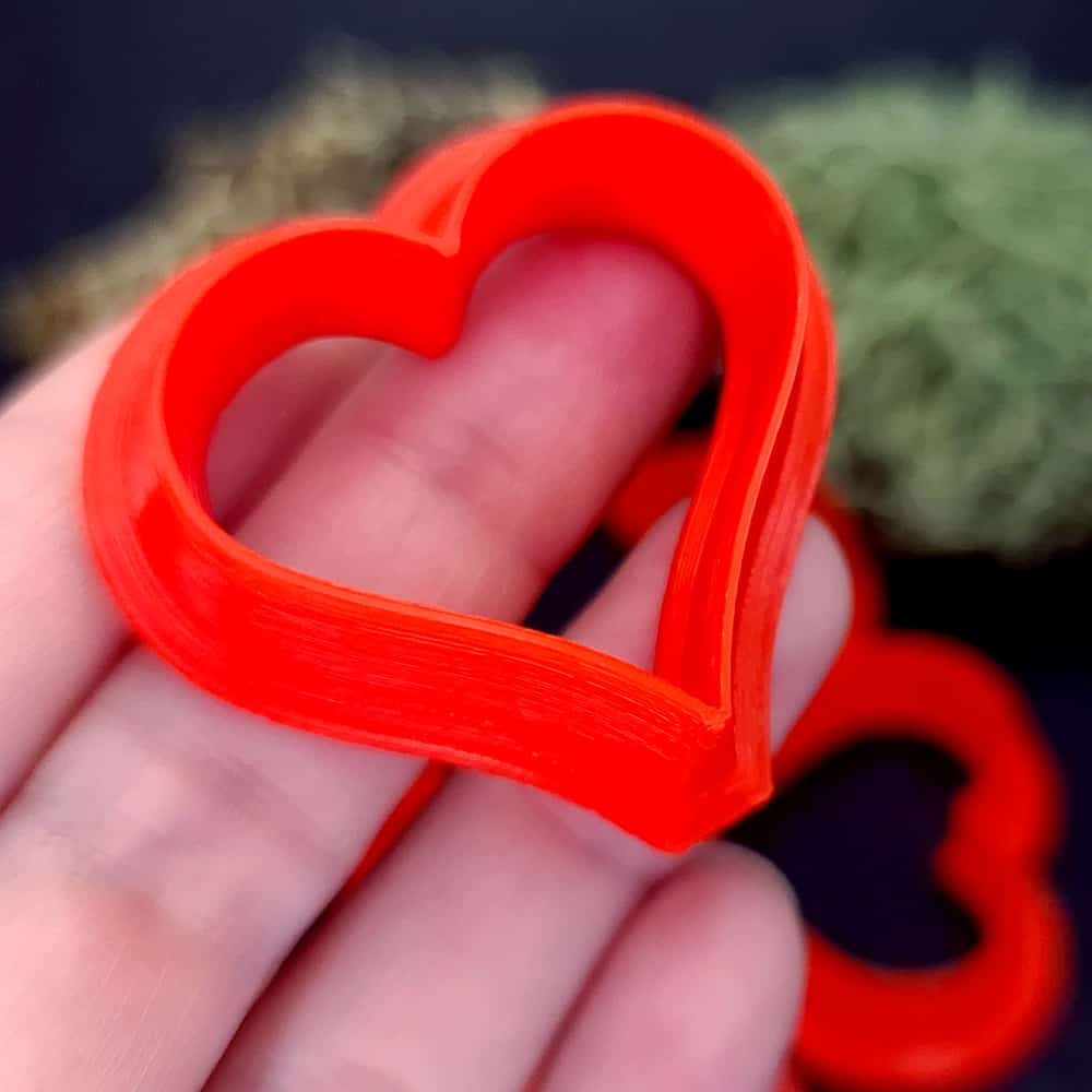 Folk style heart polymer clay cutter with softly pointed lobes