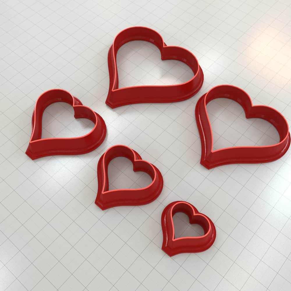 Folk style heart polymer clay cutter with softly pointed lobes