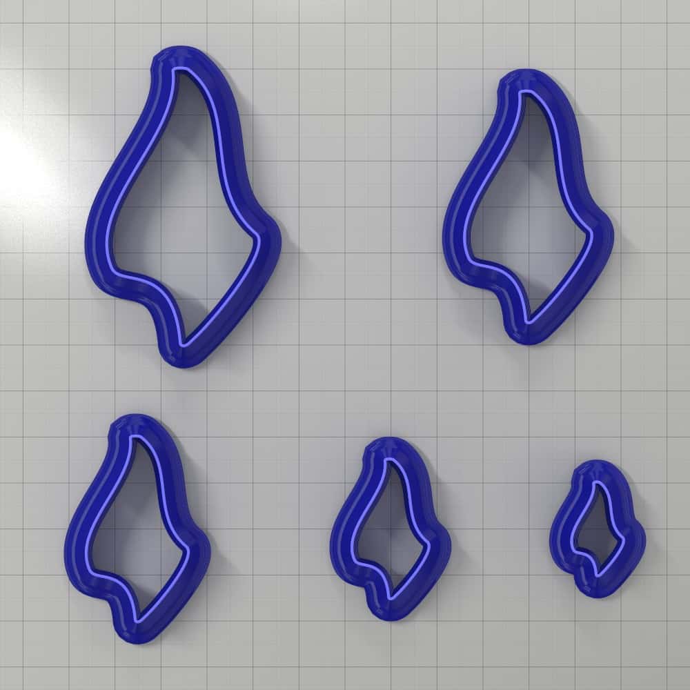 Asymmetric drop polymer clay earring cutter, mirrored pair