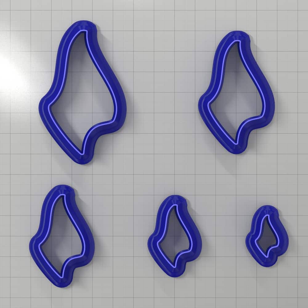 Asymmetric drop polymer clay earring cutter, mirrored pair