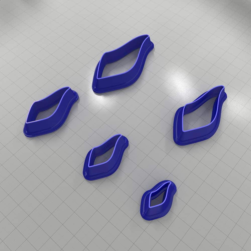 Asymmetric drop polymer clay earring cutter, mirrored pair