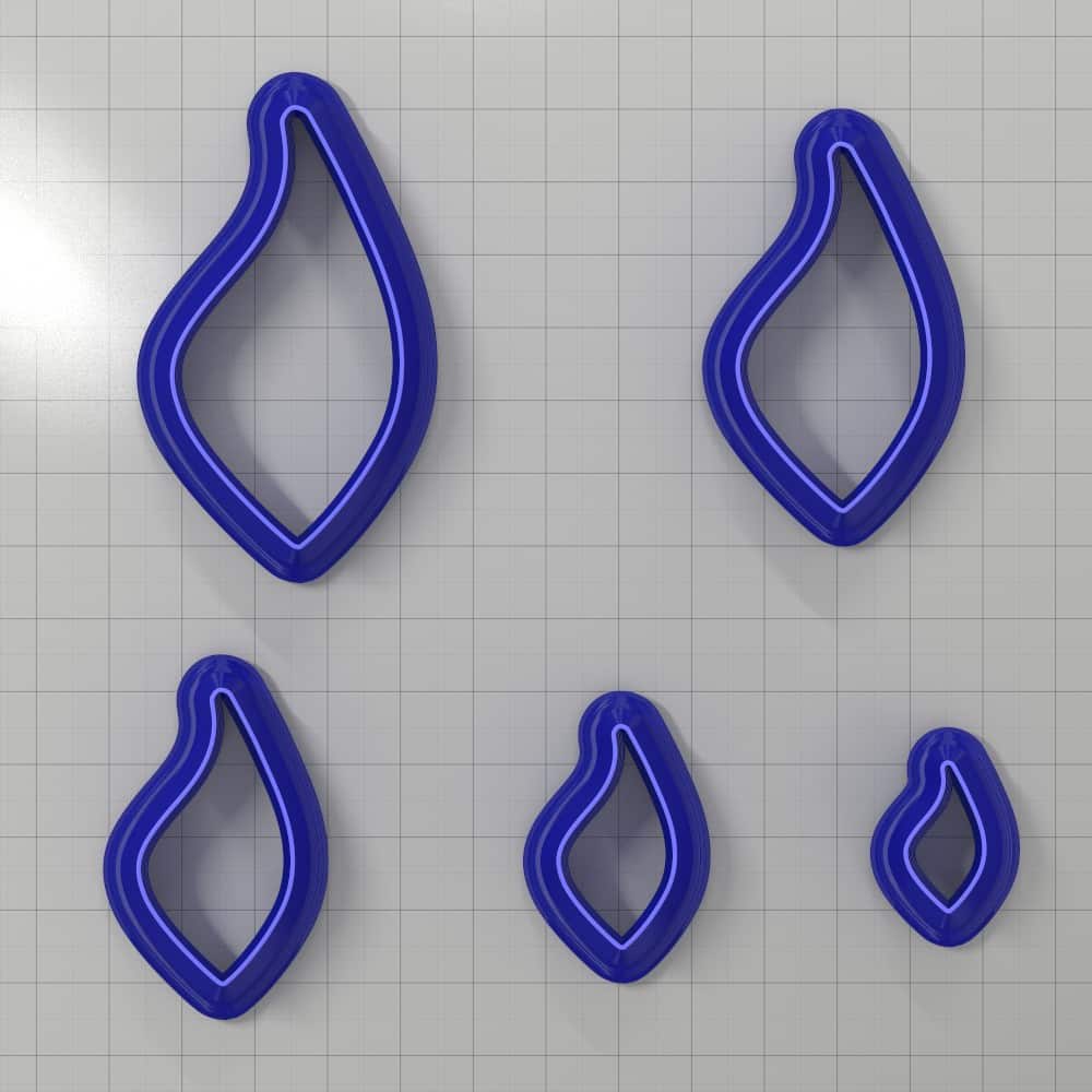 Asymmetric drop polymer clay earring cutter, mirrored pair