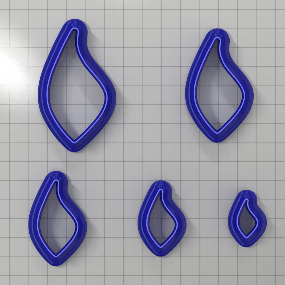 Asymmetric drop polymer clay earring cutter, mirrored pair