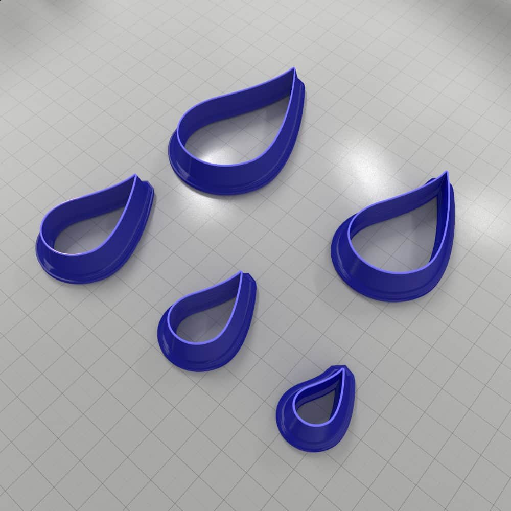 Asymmetric drop polymer clay earring cutter, mirrored pair