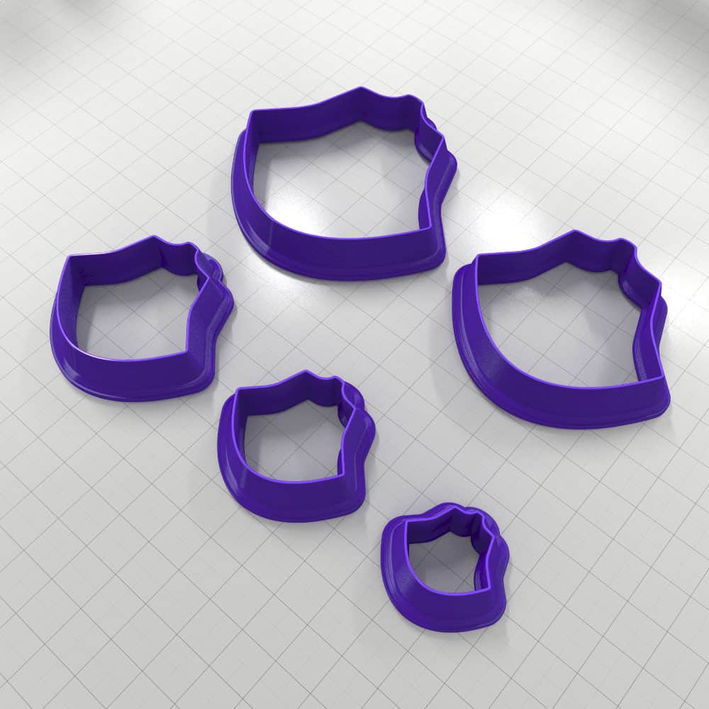 SHIELD#5 - Set of 5 Polymer Clay Cutters Plastic Cutters SweetyBijou Tools