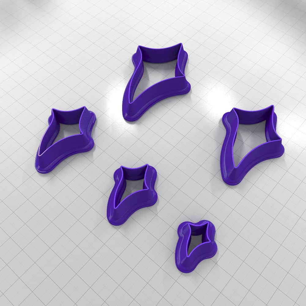 SHIELD#8 Left - Set of 5 Polymer Clay Cutters Plastic Cutters SweetyBijou Tools