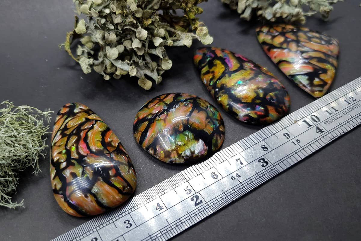 4 cabochons Faux Boulder Opal Stone #1 Cabochons SweetyBijou Cabochons