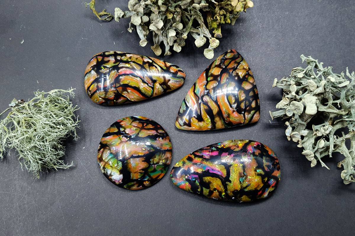 4 cabochons Faux Boulder Opal Stone #1 Cabochons SweetyBijou Cabochons