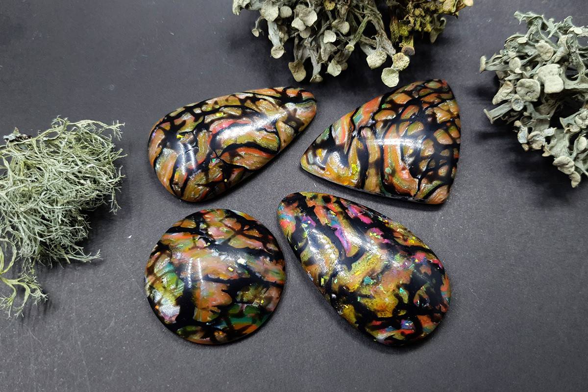 4 cabochons Faux Boulder Opal Stone #1 Cabochons SweetyBijou Cabochons Default Title