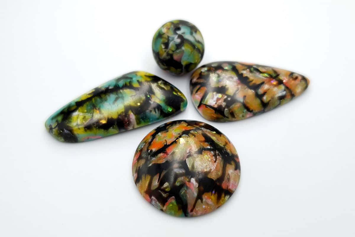 4 cabochons Faux Boulder Opal Stone #3 Cabochons SweetyBijou Cabochons