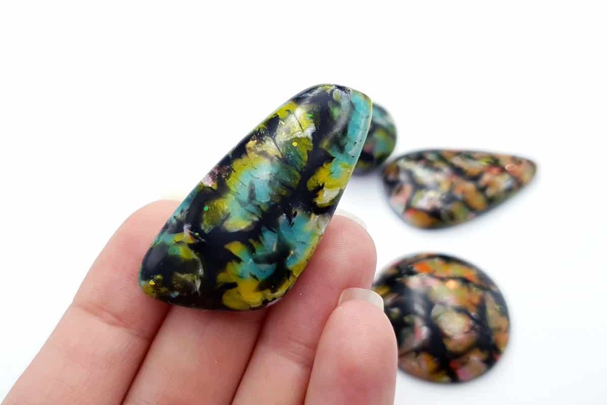 4 cabochons Faux Boulder Opal Stone #3 Cabochons SweetyBijou Cabochons
