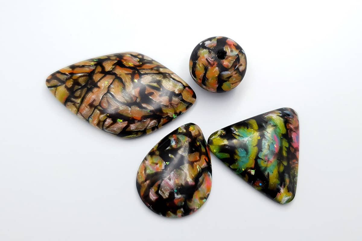 Faux Boulder Opal Stone 4 cabochons Cabochons SweetyBijou Cabochons