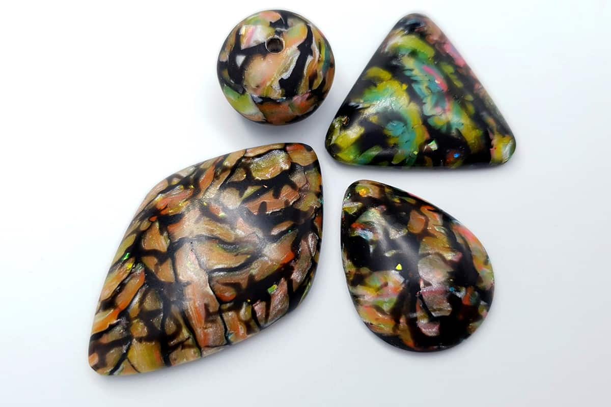 Faux Boulder Opal Stone 4 cabochons Cabochons SweetyBijou Cabochons