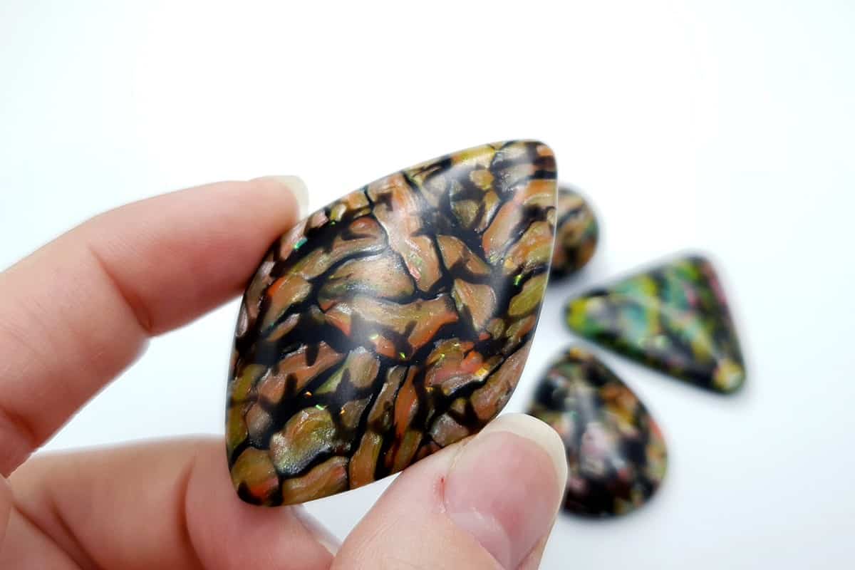 Faux Boulder Opal Stone 4 cabochons Cabochons SweetyBijou Cabochons