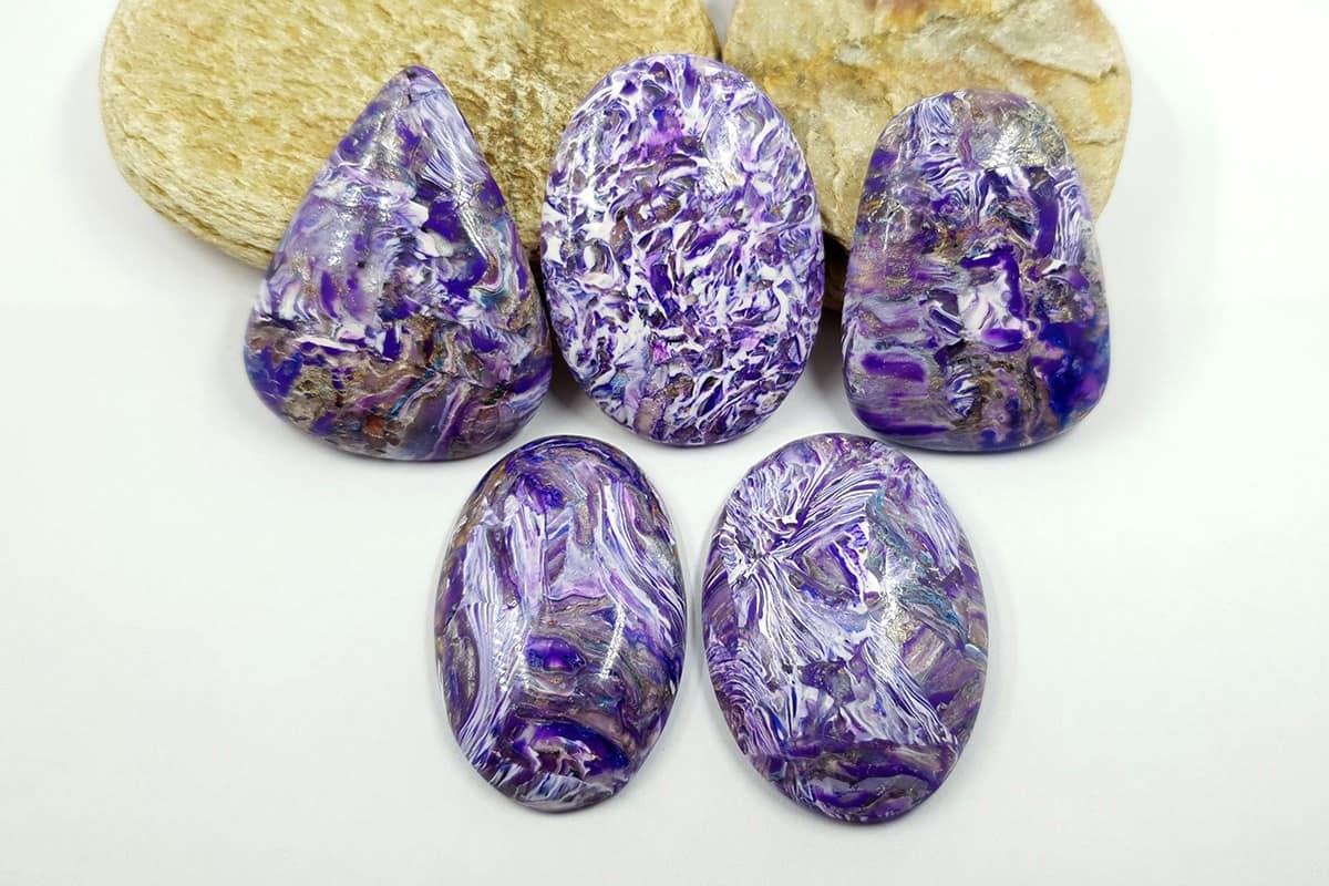 5 cabochons faux charoite stone Cabochons SweetyBijou Cabochons
