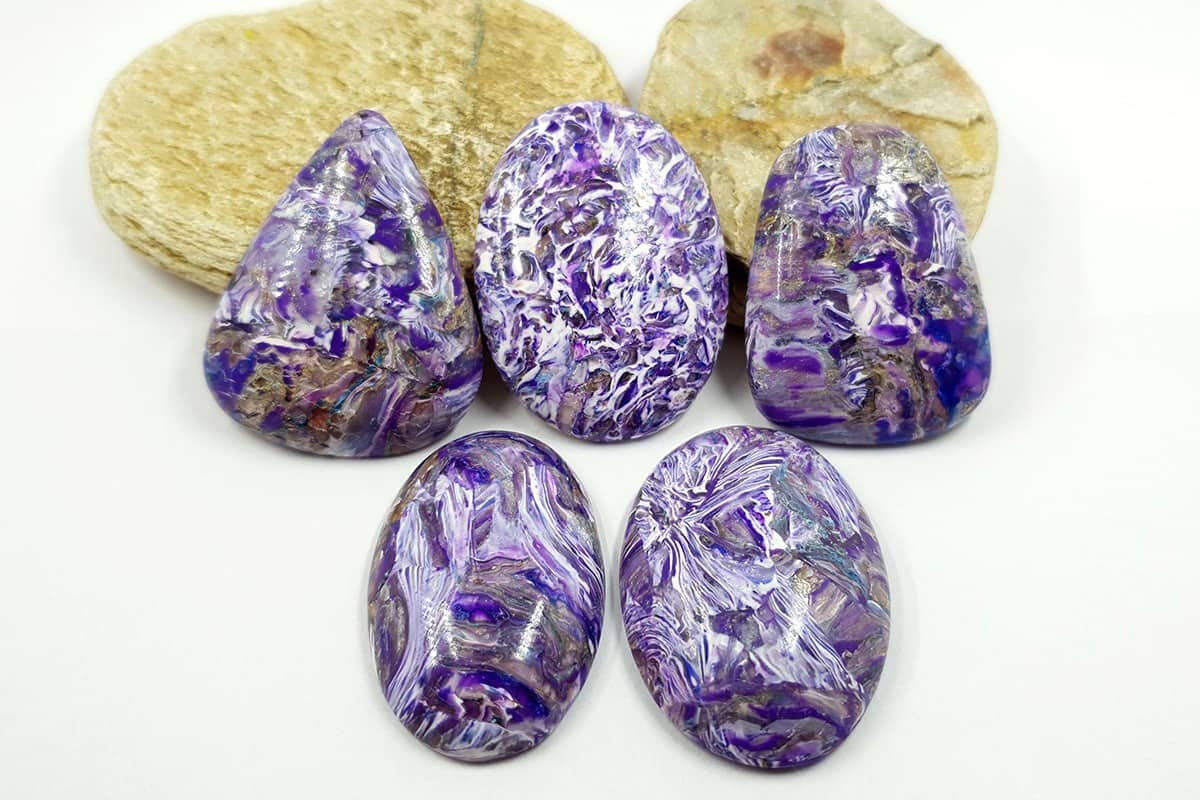 5 cabochons faux charoite stone Cabochons SweetyBijou Cabochons